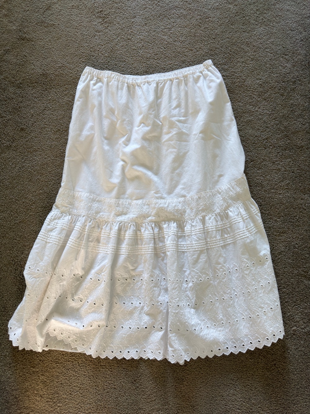 Anthropologie Cotton Embroidered Eyelet Midi Skirt